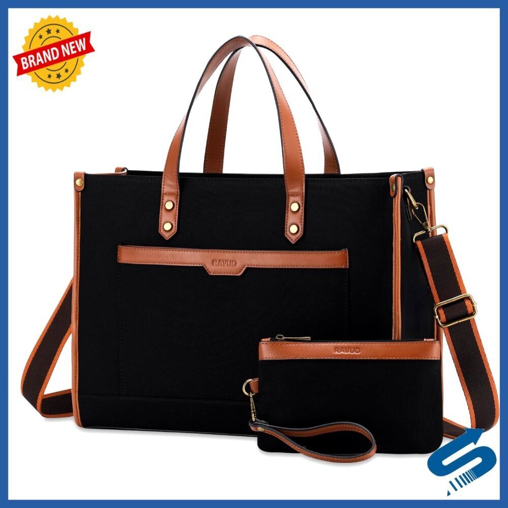 Large Canvas Tote Bag Water Resistant Laptop Handbag Business Travel Work